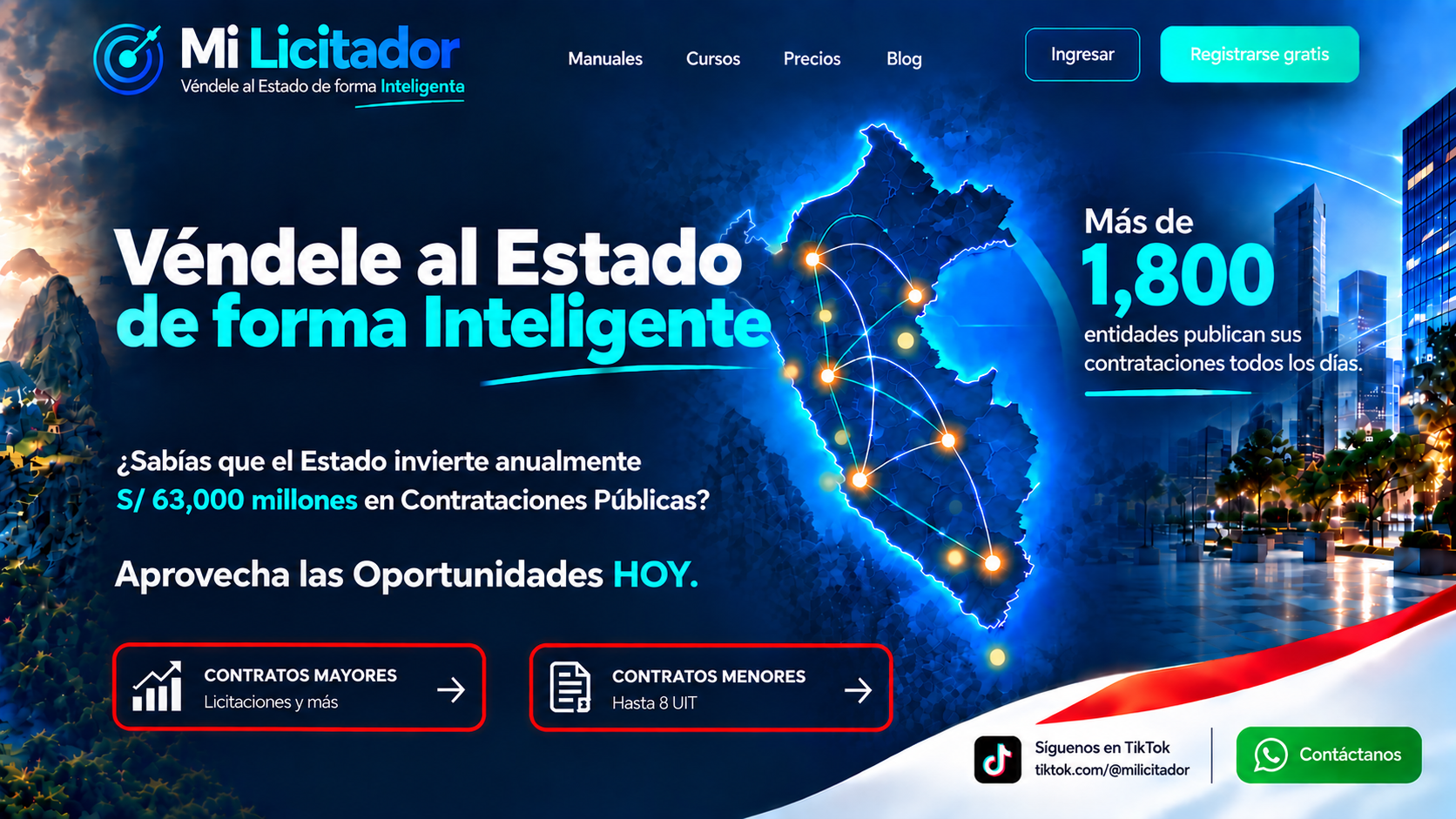 Mi Licitador — Vendele al Estado con Inteligencia. Véndele al Estado de forma Inteligente. Contratos menores y contratos mayores en el Perú.